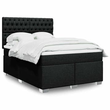 vidaXL Boxspring met matras stof zwart 140x190 cm, Verzenden, Zwart, Stof, Nieuw