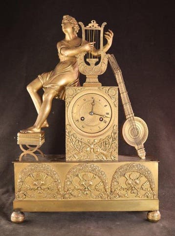 Grote antieke - Empire pendule - Brons - 1800-1850