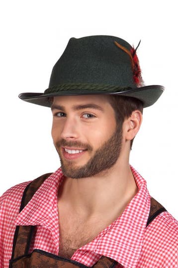 Tiroler Hoed Donkergroen Oktoberfest Touw Veren Hoedje Tirol, Ophalen of Verzenden, Nieuw, Feestartikel, Carnaval