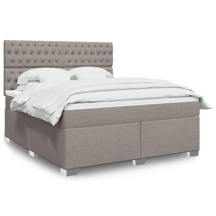 vidaXL Boxspring met matras stof taupe 180x200 cm, Huis en Inrichting, Slaapkamer | Bedden, 80 cm, 200 cm, Eenpersoons, Nieuw