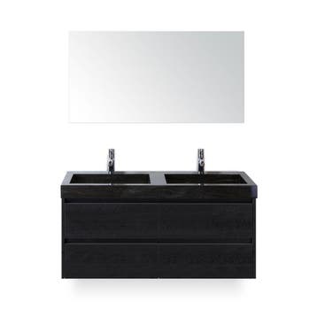 Dante Badmeubelset 120 cm - Black Oak - Wastafel Hardsteen, Ophalen of Verzenden, Nieuw