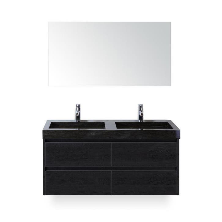 Dante Badmeubelset 120 cm - Black Oak - Wastafel Hardsteen, Huis en Inrichting, Badkamer | Badkamermeubels, Ophalen of Verzenden