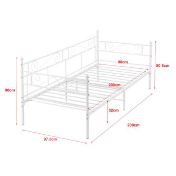 Eenpersoons slaapbank Kerava met matras 90x200 cm wit, Huis en Inrichting, Slaapkamer | Bedden, Verzenden, Nieuw