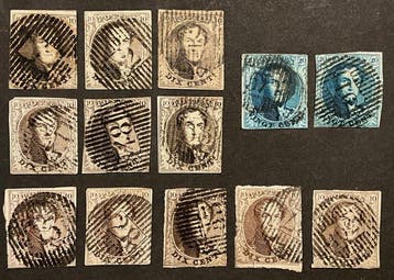 België 1851/1861 - Leopold I - Selectie Medaillons met, Gestempeld