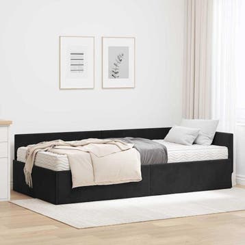 vidaXL Hoekbedframe met Matras Anders 2 st Grijs Fluweel, Verzenden, Nieuw, Zwart, Stof