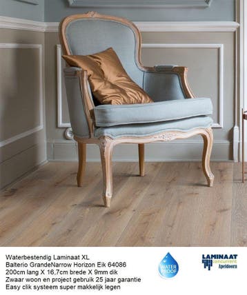 KOOPZONDAG Waterbestendig Laminaat Beige 2m Lang X 24cm, Waterbestendig XXL extra bred extra lang laminaat 9mm dik , 75 m² of meer