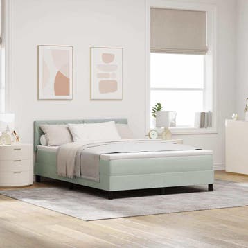 vidaXL Boxspringbed met hoofdeinde Lichtgrijs 160 x 200 cm, Verzenden, Nieuw, Tweepersoons, Stof