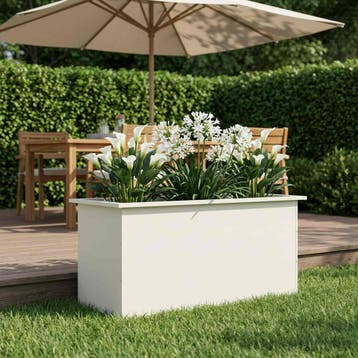 vidaXL Plantenbak met led Wit 50 x 100 x 48 cm Staal, 100 cm of meer, Verzenden, Nieuw, Metaal