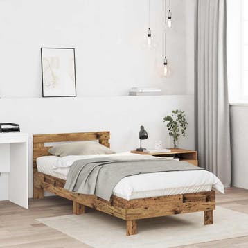 vidaXL Bedframe Oud hout Bewerkt hout, Verzenden, Nieuw, Bruin, Hout