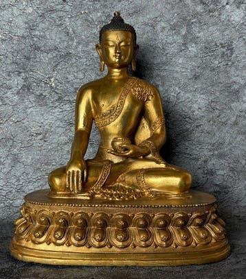 Beeld, Shakyamuni Boeddha 27 cm - 27 cm - Brons