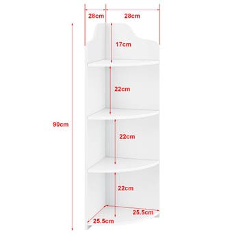 Hoekkast Bjurholm met 4 vakken kolomkast 90x28x28 cm wit, Verzenden, Nieuw