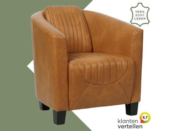 Leren fauteuil Press Special - Granada Sahara (cognac) -, Nieuw, Ophalen of Verzenden, Eigentijds, Klassiek, Retro, Romantisch, Vintage