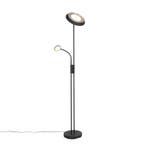 Vloerlamp zwart incl. LED en dimmer met leeslamp - Fez, Verzenden, Nieuw, Retro