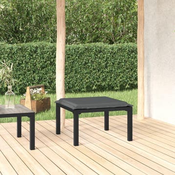 vidaXL Voetenbankje met kussen poly rattan zwart en grijs, Verzenden, Nieuw