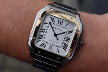 Horloge Cartier Santos Large 10/2021 Als nieuw conditie., Sieraden, Tassen en Uiterlijk, Overige merken, Staal, Polshorloge, Ophalen of Verzenden