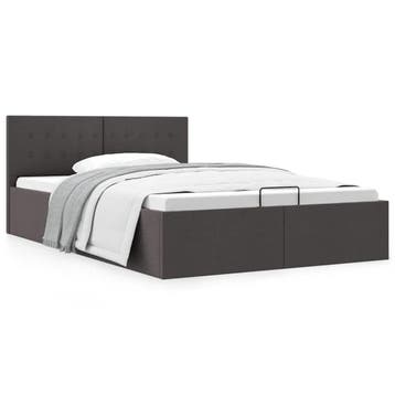 vidaXL Bedframe met hydraulische opslag stof donkergrijs, Verzenden, 140 cm, 200 cm, Nieuw