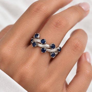Zonder minimumprijs - Ring Zilver Saffier, Nieuw