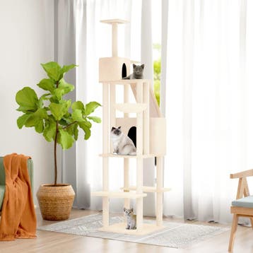 vidaXL Kattenmeubel met sisal krabpalen 201 cm crèmekleurig, Dieren en Toebehoren, Katten-accessoires, Verzenden, Nieuw