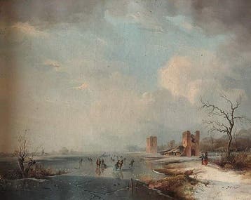 F.H. Sypkens (1813-1860) - Lac gelé patinage à Amsterdam
