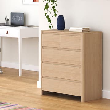 Ladekast Takranmaa commode met 5 lades 79x39x90 cm eikenkleu, Huis en Inrichting, Kasten | Dressoirs, Verzenden, Nieuw