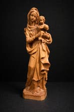 Beeld, Heilige Maria met kindje Jezus - 27 cm - Hout, Antiek en Kunst