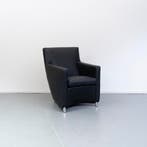 2x Leolux Dolcinea Fauteuil Zwart Leer - Aluminium Frame, Huis en Inrichting, Fauteuils, Minder dan 75 cm, Ophalen of Verzenden