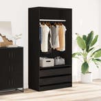 vidaXL Kledingkast 100x50x200 cm bewerkt hout zwart, Huis en Inrichting, Kasten | Kledingkasten, Verzenden, Nieuw