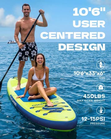 Sup Board - Opblaasbaar Paddle Board - 200 kg - Groen/Blauw, Verzenden, Zo goed als nieuw