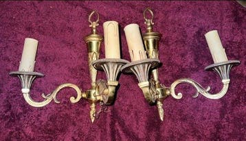 Candelabra vloerlamp (6) - goudkleurig brons - Lot van, Antiek en Kunst