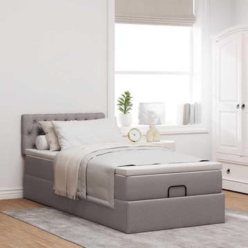 vidaXL Bed met matras 90x200 cm stof taupe, Huis en Inrichting, Slaapkamer | Bedden, 90 cm, Eenpersoons, Verzenden, Nieuw