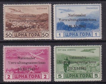 Duitse Rijk Bezetting Montenegro. 1943 - Luchtpostuitgiften., Gestempeld