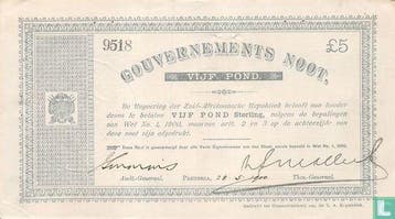 Zuid-Afrika - Zuid Afrika 5 Pounds  - 1900, Postzegels en Munten, Verzenden, Overige landen, Los biljet