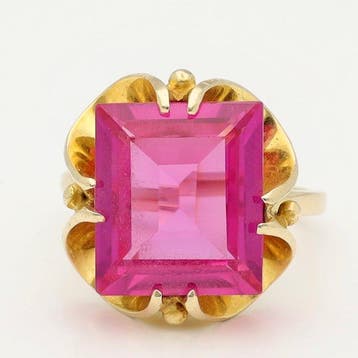 Ring - 14 karaat Geel goud Robijn, Nieuw