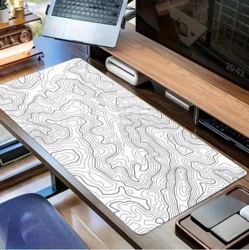 Zwart-witte XXL Gaming Muismat Topografisch Antislip, Verzenden, Nieuw