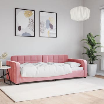 vidaXL Slaapbank 80x200 cm fluweel roze, Eenpersoons, Verzenden, Nieuw, 80 cm
