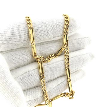 Gouden gesloten Figaro schakelketting, Ophalen of Verzenden, Gebruikt, Goud, Goud