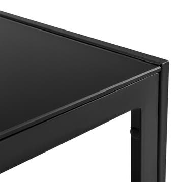 Glazen tuintafel klein metalen frame 35x100x50 cm zwart, Tuin en Terras, Verzenden, Nieuw