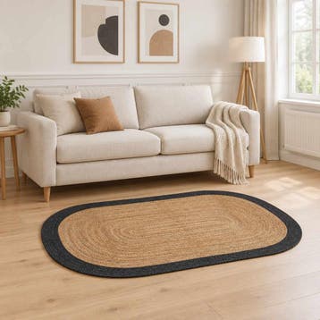 vidaXL Gebied Tapijt Donkergrijs 100 x 152 cm Jute, Verzenden, Nieuw