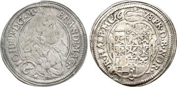 6 Kreuzer 1678 Brandenburg Ansbach: Johann Friedrich, 167..., Verzenden