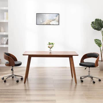 vidaXL Kantoorstoel draaibaar gebogen hout en kunstleer, Verzenden, Nieuw