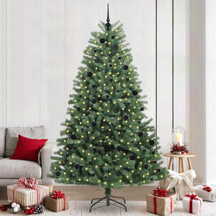 vidaXL Kunstmatige Inklapbare Kerstboom Groen 240 cm PVC en, Diversen, Kerst, Nieuw, Verzenden