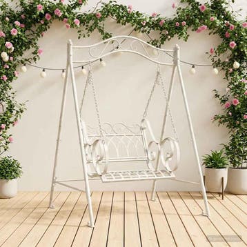 vidaXL Schommelbank Staal 113 x 121,5 x 168 cm Antiek wit, Verzenden, Nieuw, Metaal