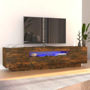 vidaXL Tv-meubel met LED-verlichting 160x35x40 cm gerookt, Verzenden, 150 tot 200 cm, Nieuw, Minder dan 100 cm