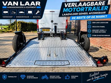 NIEUW Verlaagbare Afzinkbare  motortrailer 1 of 2 motoren, Ophalen, Nieuw