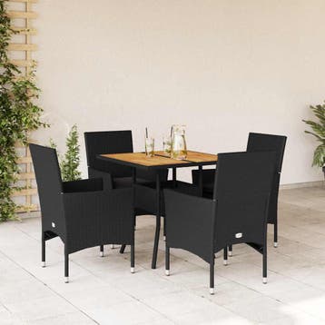 vidaXL 5-delige Loungeset met kussens poly rattan en, Verzenden, Nieuw, 4 zitplaatsen, Loungeset