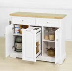 Keukeneiland met Wielen, Lades en Flessenrek – 115×90×46 cm, Verzenden, Nieuw