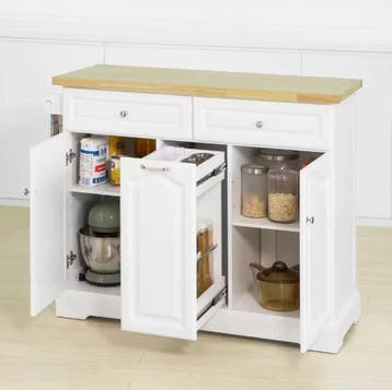 Keukeneiland met Wielen, Lades en Flessenrek – 115×90×46 cm, Verzenden, Nieuw