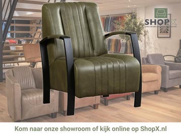 Leren fauteuil Glamour - Granada Moss (olijf/groen), Nieuw, Ophalen of Verzenden, 50 tot 75 cm, Industrieel, Modern, Retro
