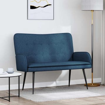 vidaXL 2-Zits Sofa Blauw 115 x 61 x 87 cm Stof, Verzenden, Minder dan 150 cm, Stof, Nieuw