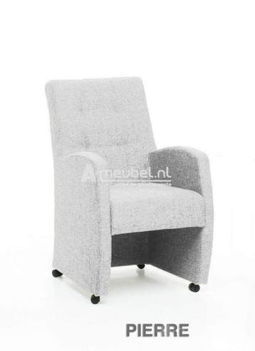 Eetkamerstoel Pierre - eetkamerstoelen - Wit, Huis en Inrichting, Nieuw, Wit, Stof